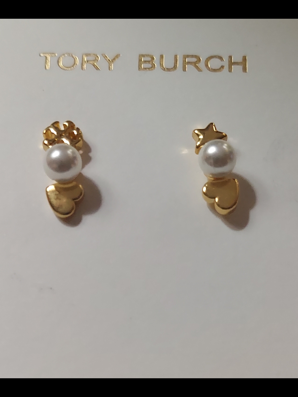 Tory Burch Gold-tone Pearl Heart & Star Stud Earrings